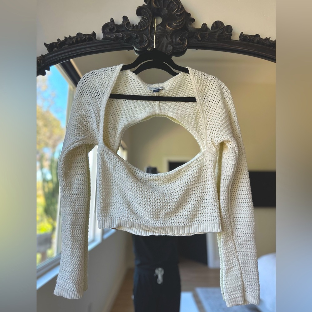 American Eagle crocheted crop shrug sweater